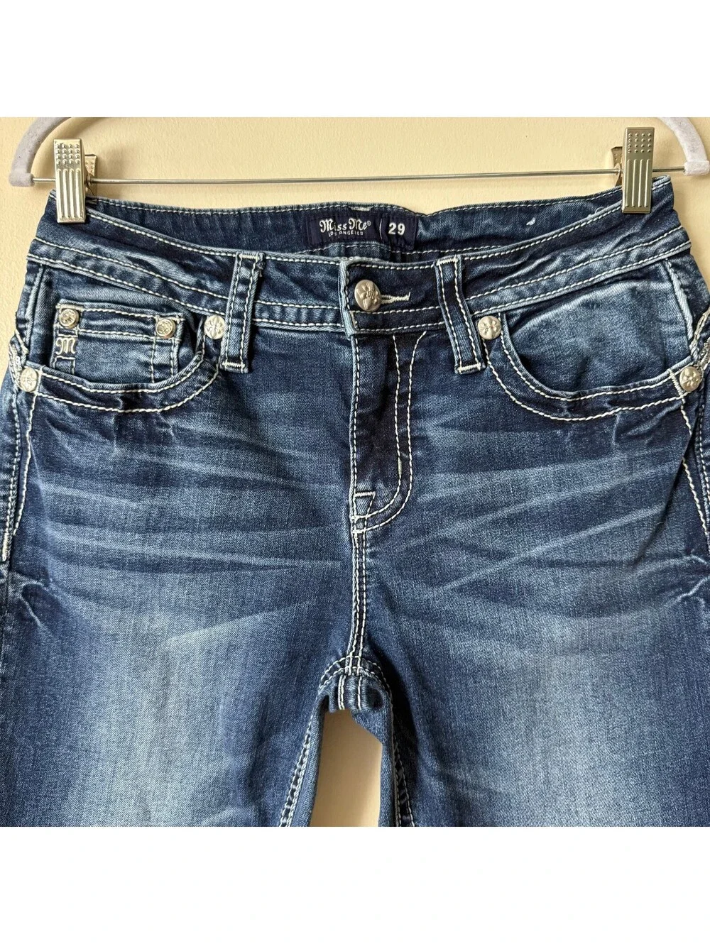 Miss Me Jeans Size 29 Bootcut Y2K Embellished Cross Pocket Bling Western 30/31
